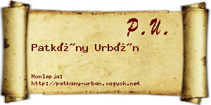 Patkány Urbán névjegykártya